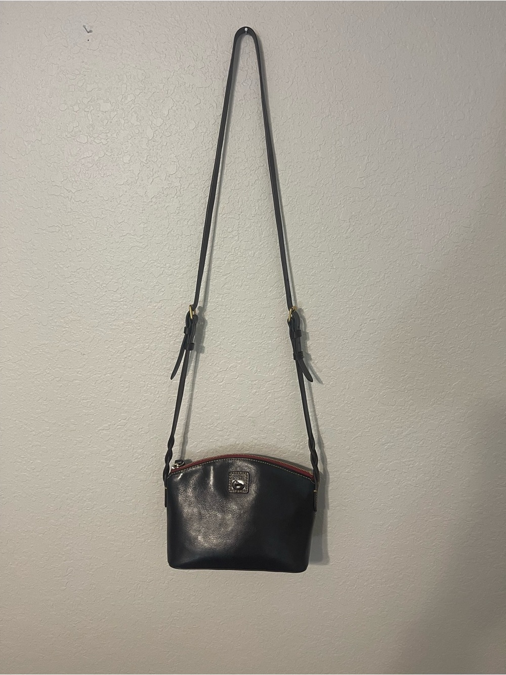Dooney & Bourke Navy Leather Crossbody with Red Trim